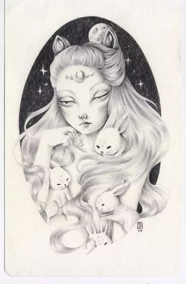 插画魔卡少女樱,插画少女和猫图片