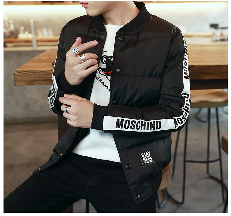 棒球领加厚棉服外套,冬日下的阳光型男