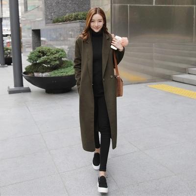 毛呢大衣中长款气质韩版平价 (五十岁女款韩版春秋毛呢大衣)