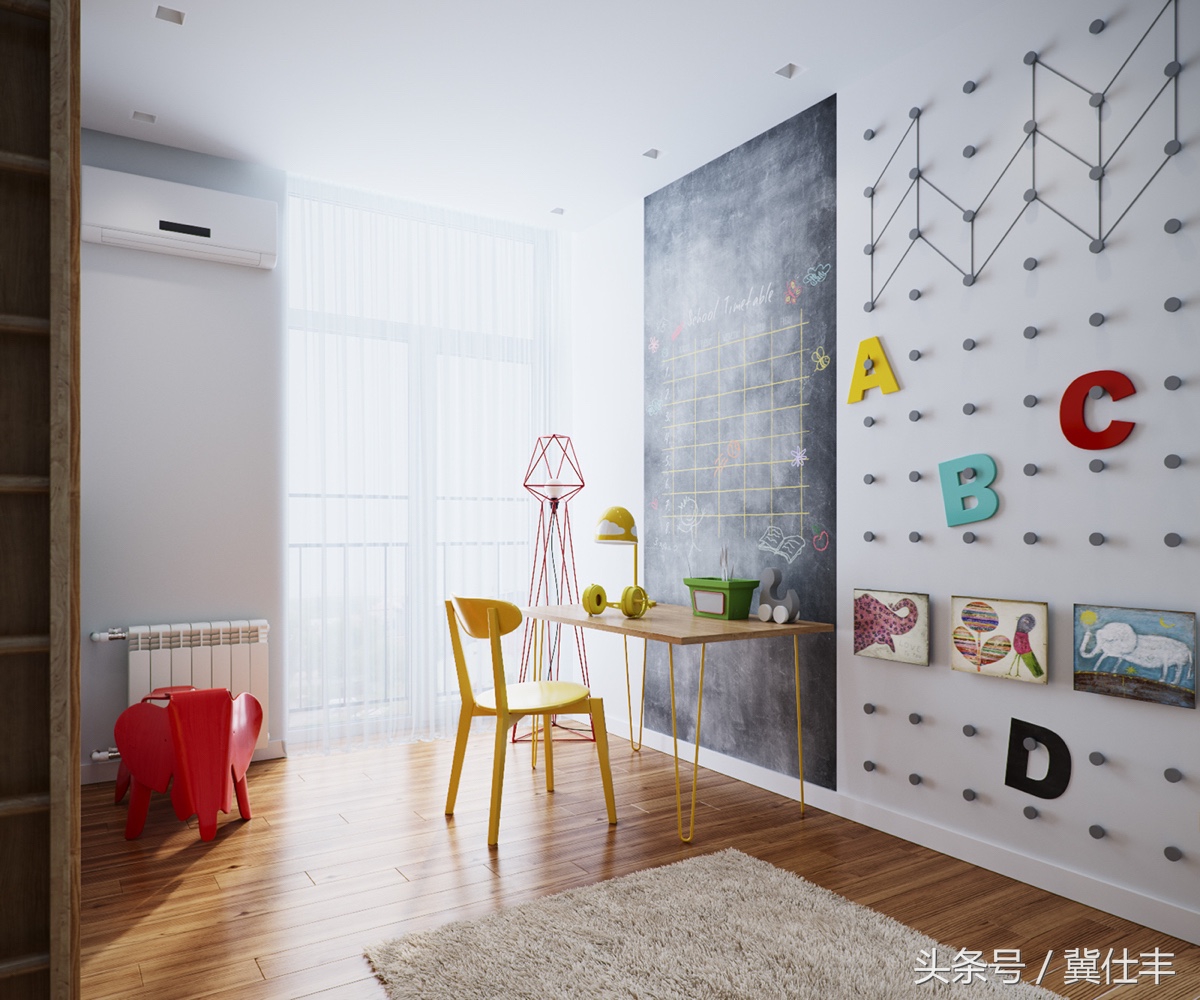 刀把型89㎡两居，老外设计师操刀，瓷砖很出彩，儿童房很温馨