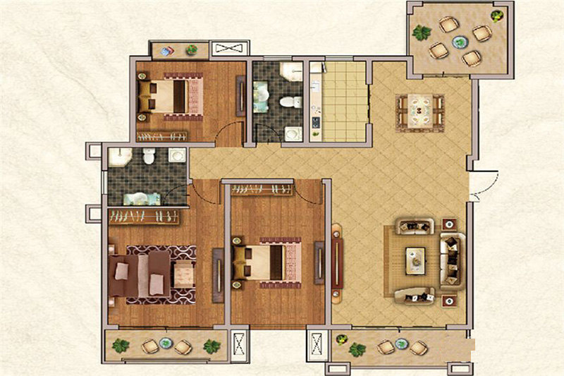 121平洛阳鼎城简约风三室两厅装修,洛阳120平新中式