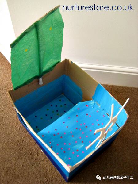 彩泥儿童简单手工轮船,幼儿园纸皮海盗船手工