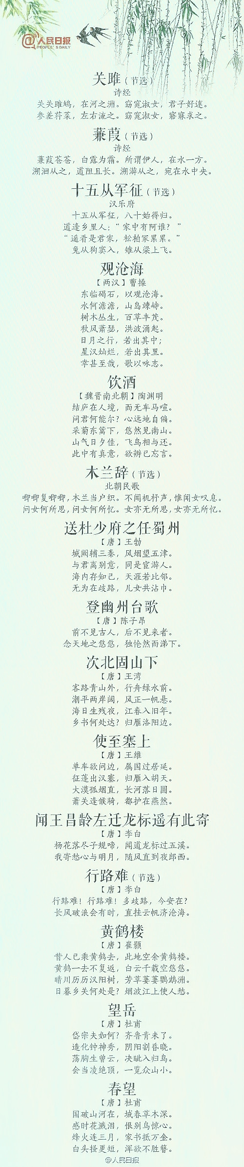 义务教育古诗必背新增了多少篇,人民日报推荐小学初中必背古诗