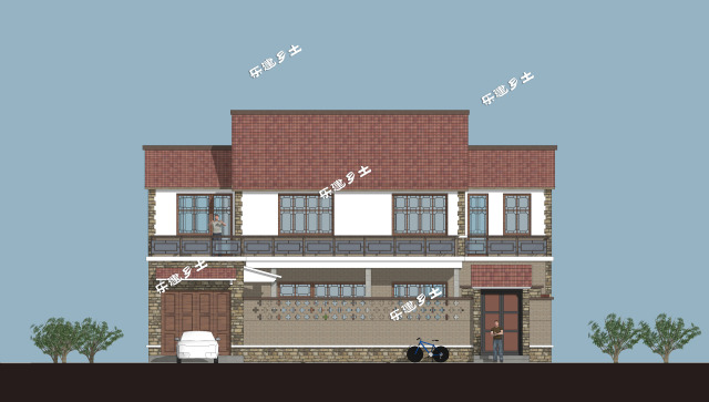 17x21米二层传统前、后合院式布局新民居设计全套图纸