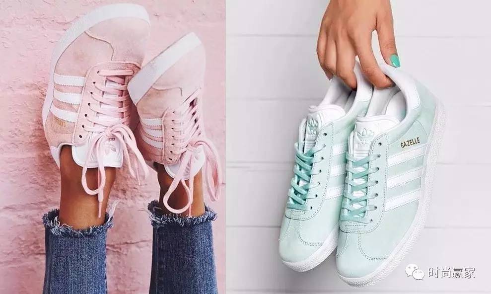 缤纷清爽的粉蓝色系球鞋，摇身成为漂漂型格少女