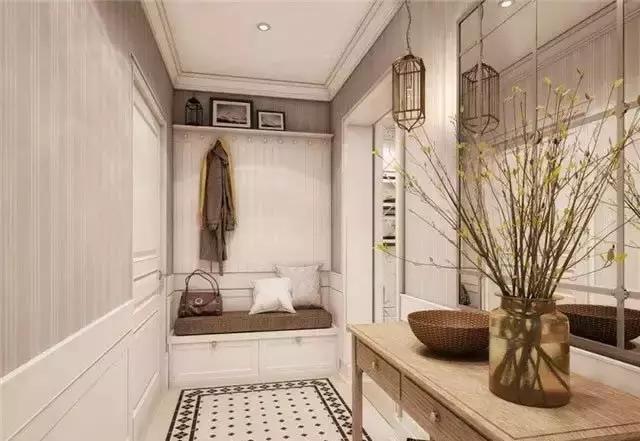 换鞋在门外好还是在玄关里好,入户玄关坐着换鞋对着门是否好