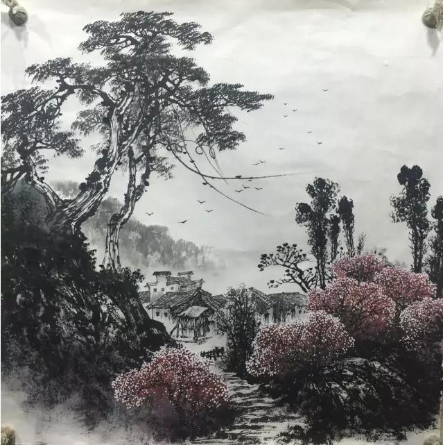 曾刚彩墨山水画技法60分钟视频,曾刚彩墨山水构图示范