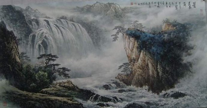 曾刚彩墨山水画技法60分钟视频,曾刚彩墨山水构图示范