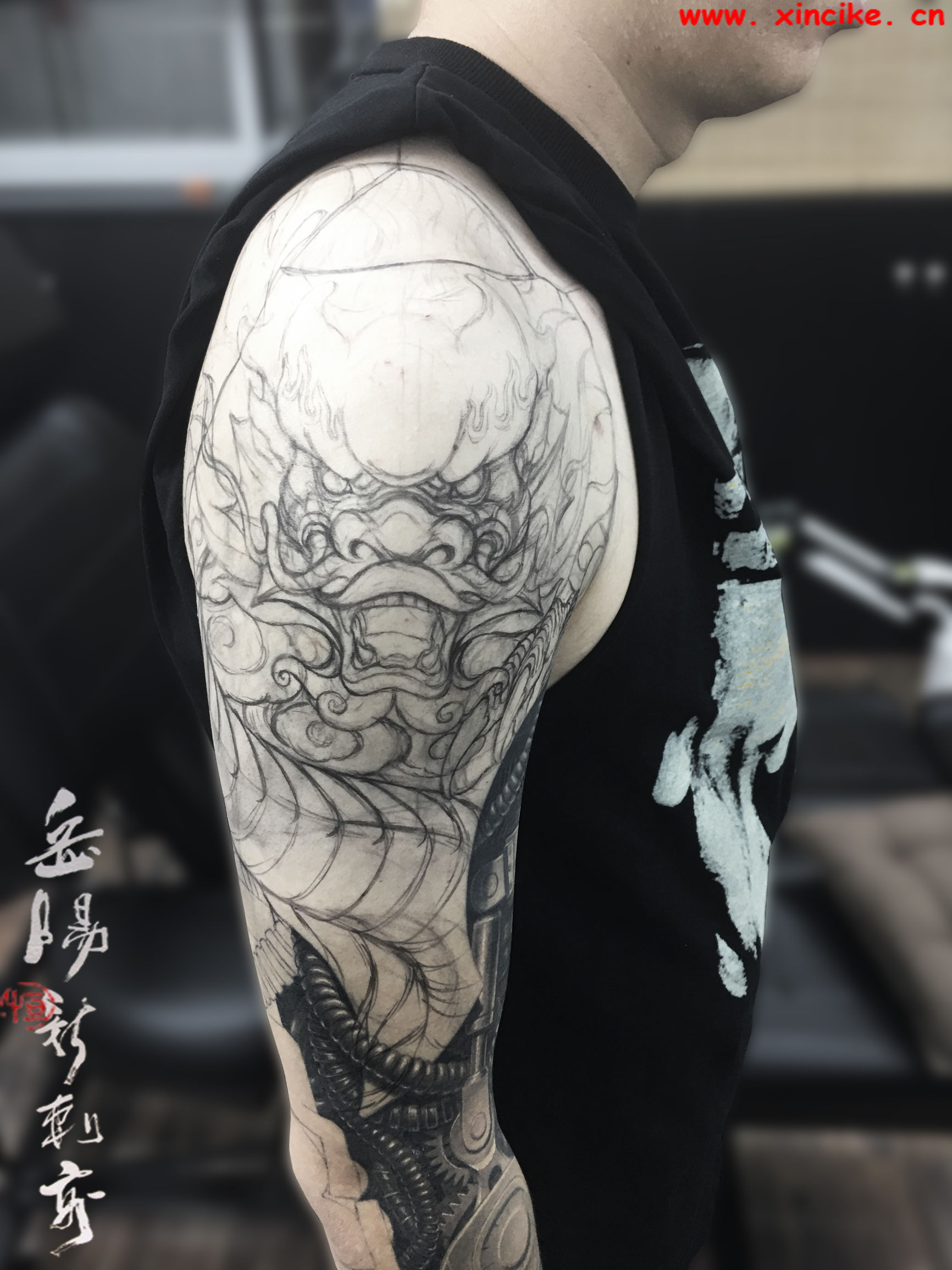 岳阳新刺客纹身图,岳阳新刺客花臂纹身作品