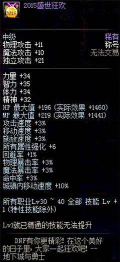 dnf2015盛世狂欢称号buff加几级,dnf19年宝珠称号对比22年称号