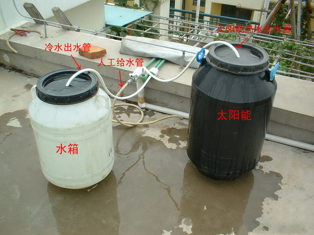 水桶自制太阳能,用矿泉水瓶做太阳能热水器手工