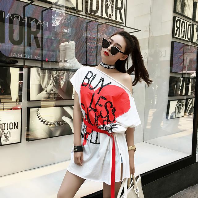 休闲宽版时尚长t恤,个性时尚中长款t恤秋冬