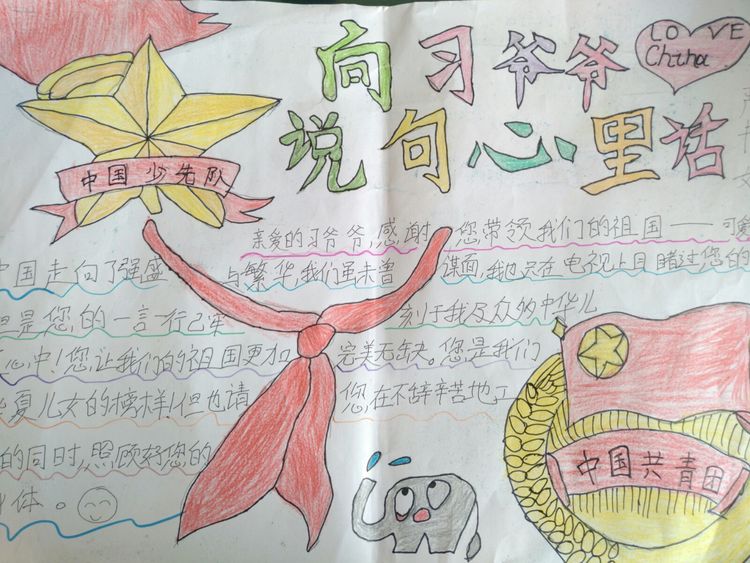 离石区圪垯上学校少先队喜迎十九大,我向习爷爷说句心里话手抄报展