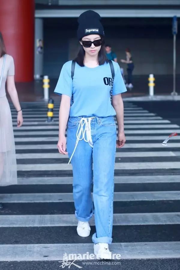 明星同款短袖t恤女杨幂,潮牌t恤女款杨幂同款条纹