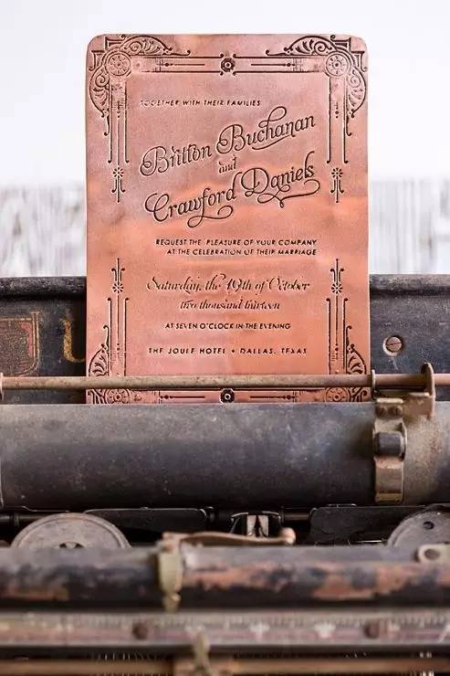 复古婚礼请柬心形,超有设计感的婚礼请柬模板