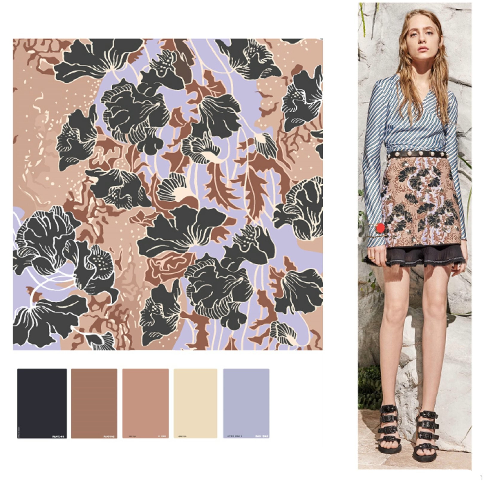 秀场系列服装配色效果图,彩色印花时尚秀图片高清