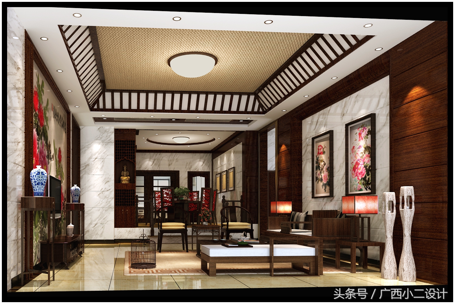 漂亮的中式客厅设计效果图,新中式风格客厅效果图