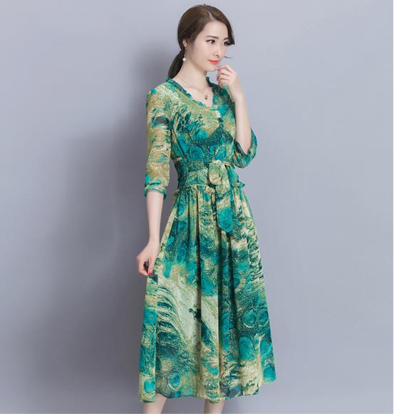 宽松连衣裙中长款女装减龄,每日搭配之道雪纺中长款连衣裙