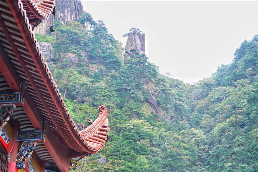 九华山天台景区航拍,九华山天台明月