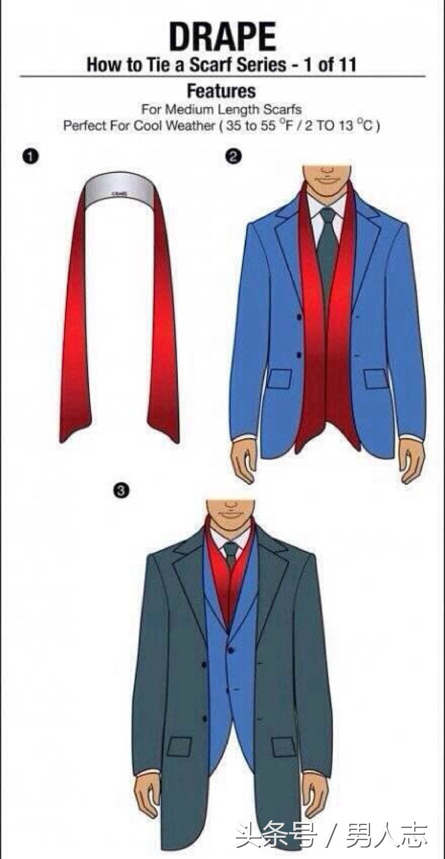 比较长的男围巾怎么戴才好看,毛线围脖怎么打男士围巾