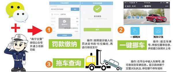 南宁市微交管一键挪车,南宁交警车乱停罚款网上怎么交