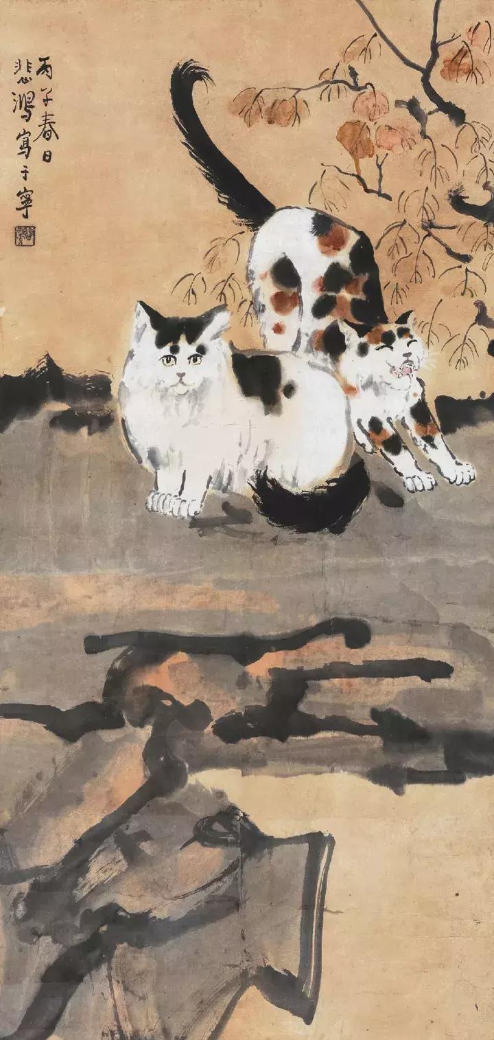 徐悲鸿画猫作品欣赏,徐悲鸿画马谁画鸡