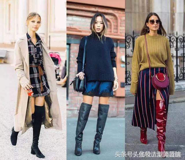 黑色过膝靴搭配抹胸裙,黑色过膝靴搭配图片