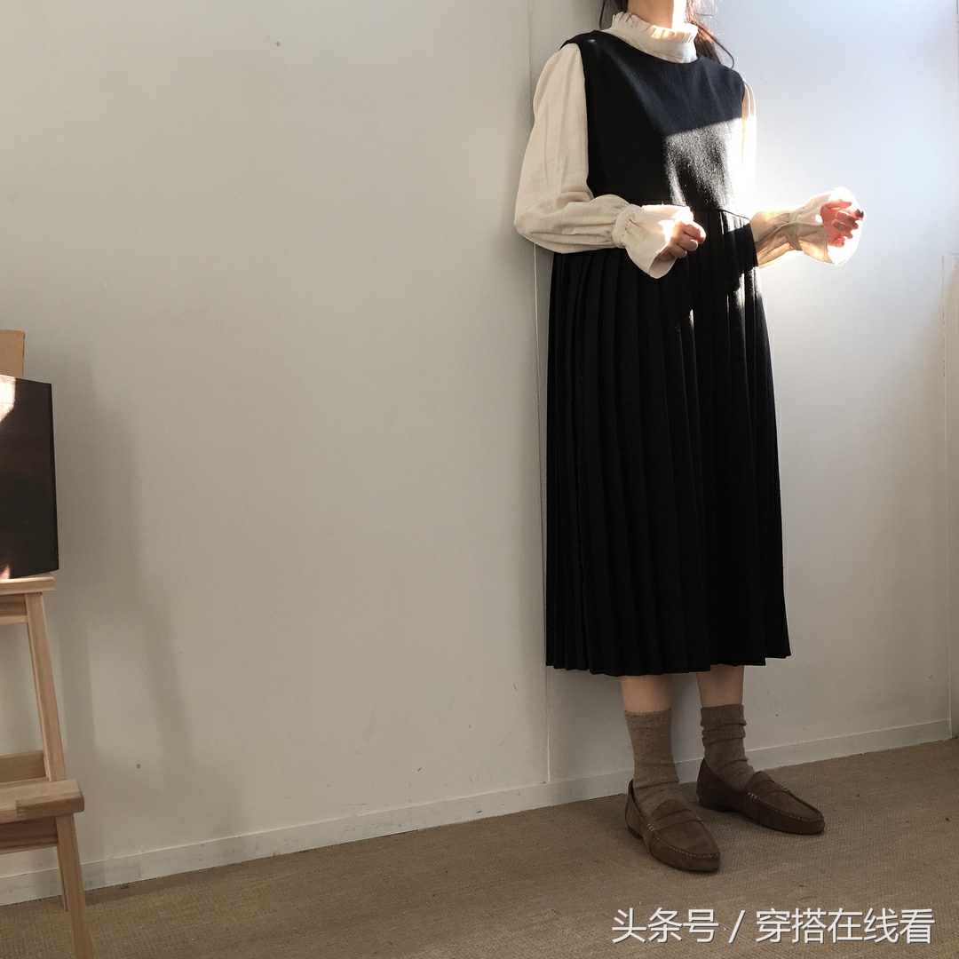 18秋冬新款针织打底套裙中长款,宽松毛衣裙韩版慵懒风搭配