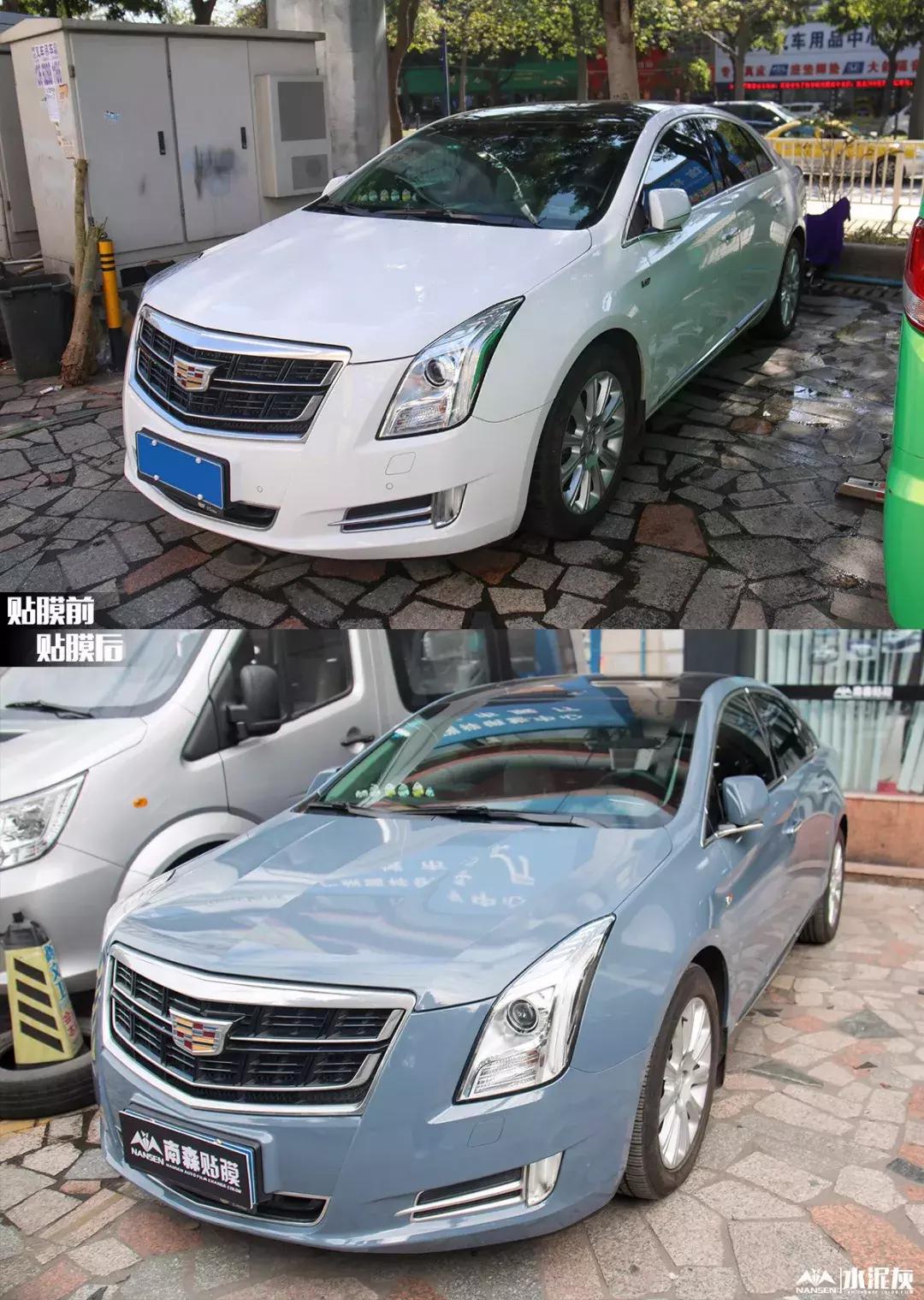 凯迪拉克xts车身改色贴膜水泥灰,凯迪拉克xts梦幻火山灰改色