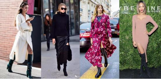 冬天适合粗腿穿的长筒靴,冬天穿光腿神器配过膝靴