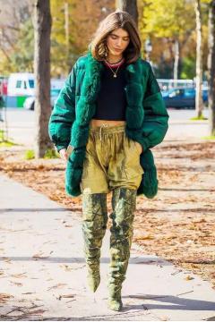 冬天适合粗腿穿的长筒靴,冬天穿光腿神器配过膝靴