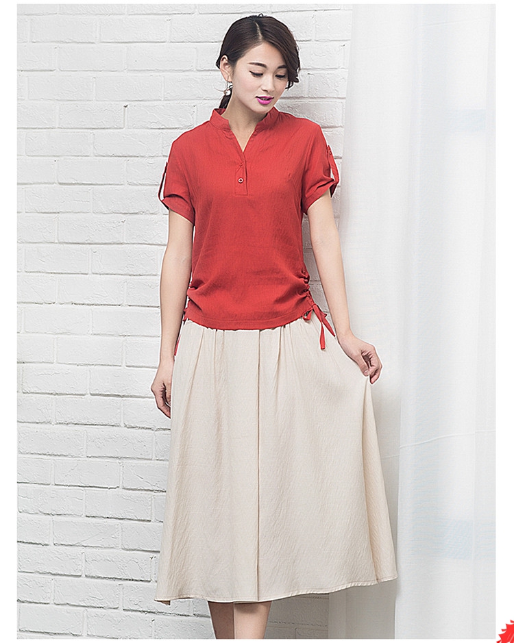 散发强大女神气场，让人过目不忘的棉麻立领中长裙套装