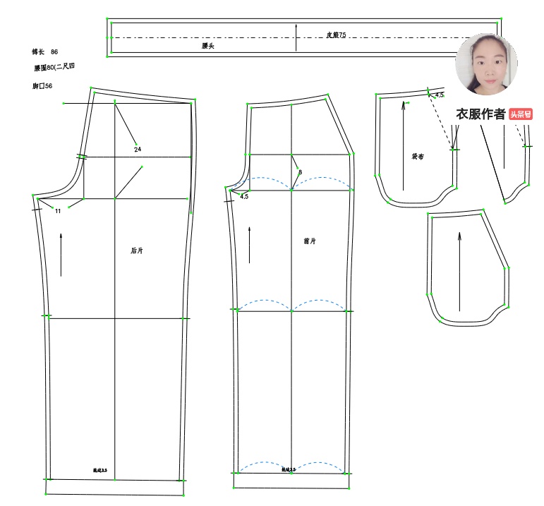 全套裤子制版公式,女式运动裤子制版裁剪