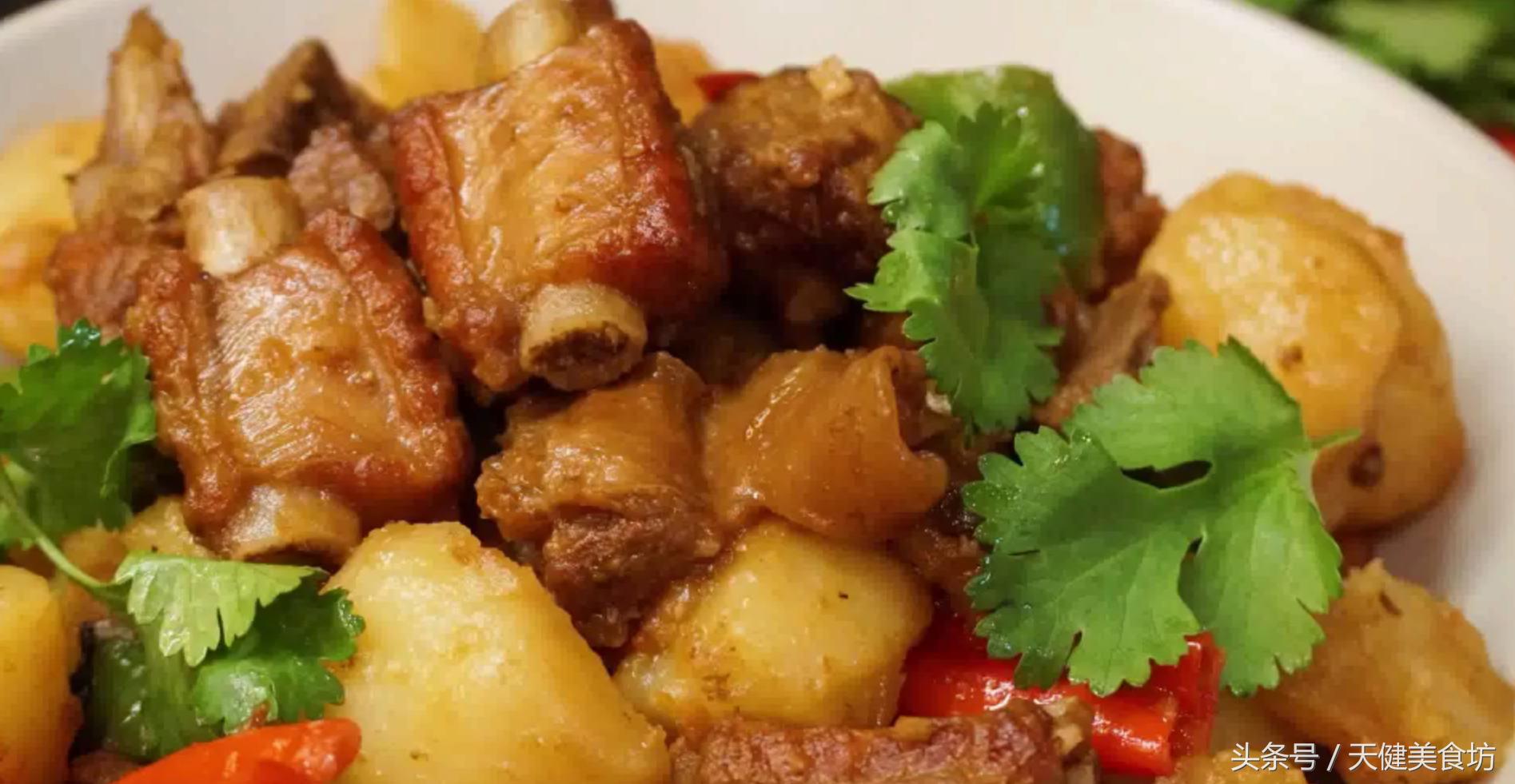 土豆烧排骨超级下饭的家常菜,黄豆酱土豆烧排骨家常做法不辣的