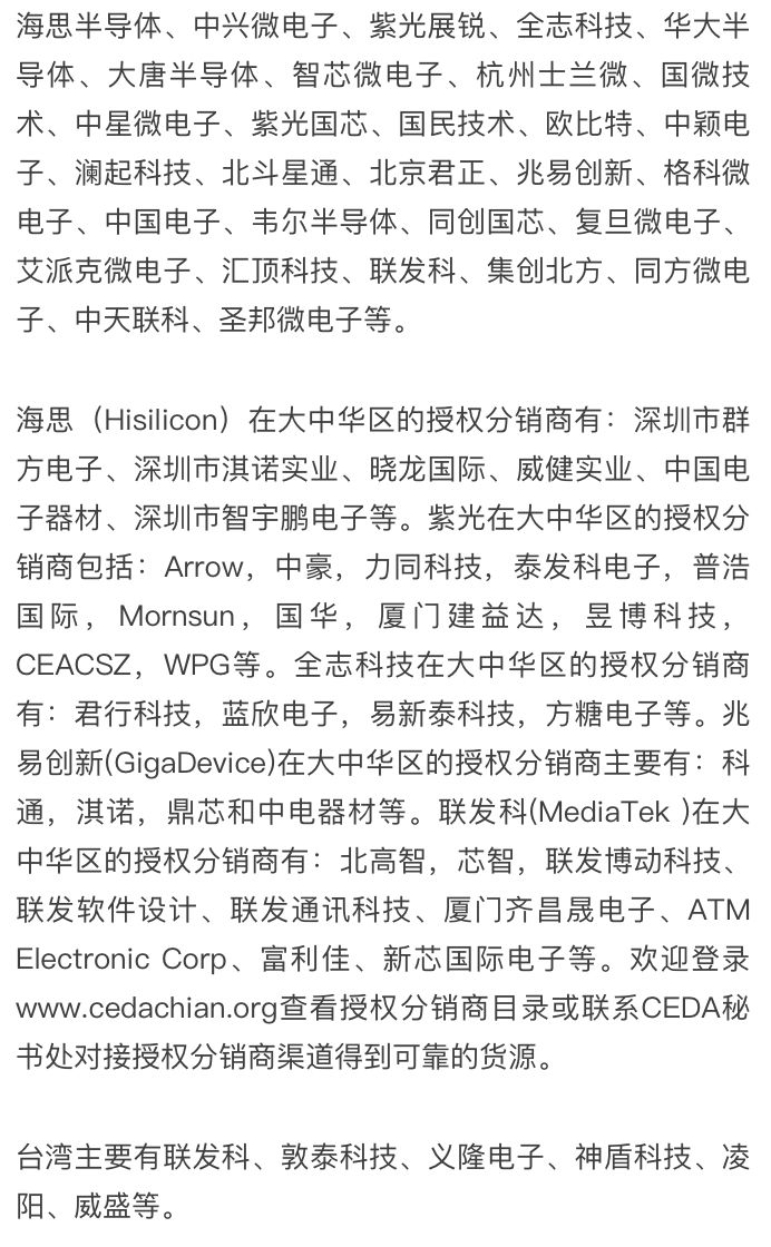 800家电子元器件供应商及代理商