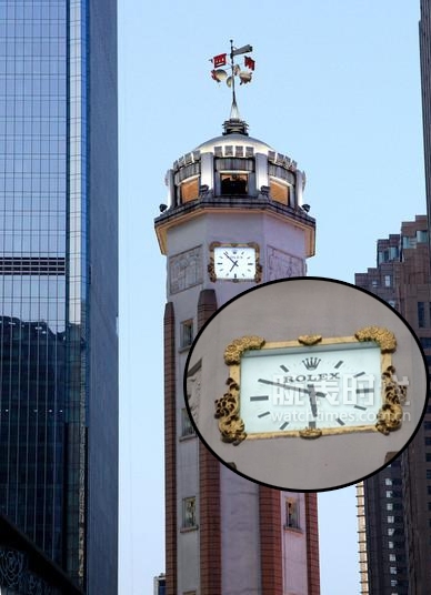 重庆解放碑附近劳力士手表店铺,解放碑上面的劳力士标志