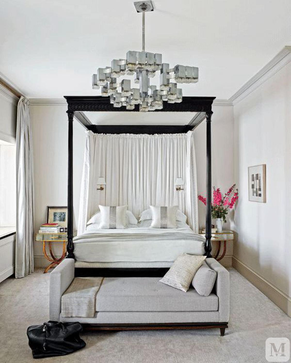 法式卧室黑色床搭配效果图,豪宅卧室上下铺