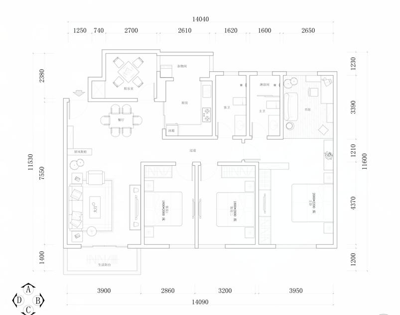 150平米简约风格,150平方房子装修轻奢风没有厨房