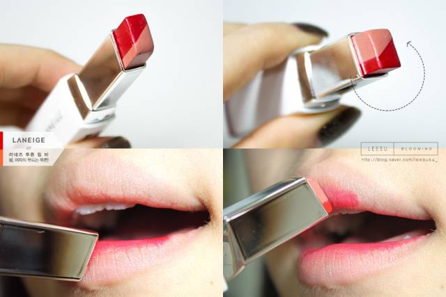 兰芝琉晶润彩唇膏试色,兰芝新款双色口红试色