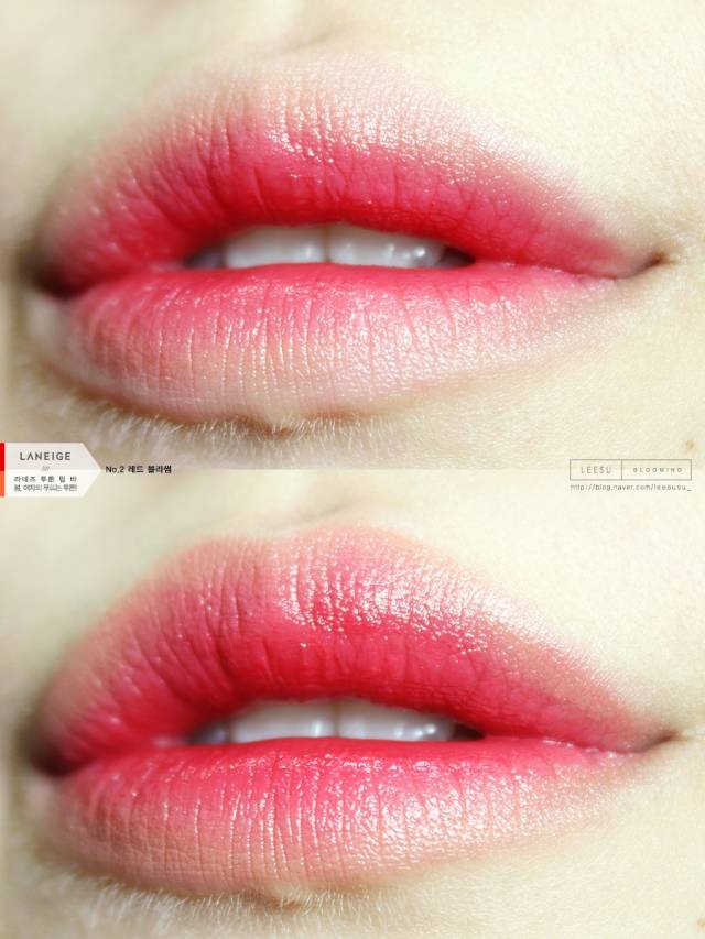 兰芝琉晶润彩唇膏试色,兰芝新款双色口红试色