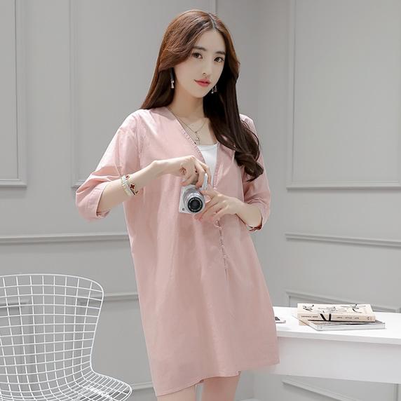 孕妇衬衫上衣中长款搭配,孕妇穿搭秋季衬衫