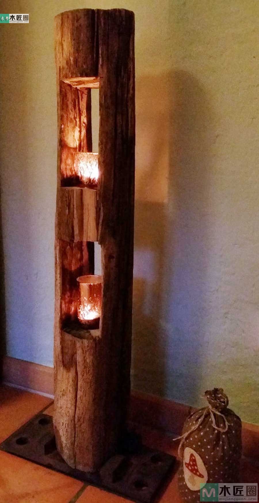 圆树桩小夜灯,树桩小夜灯