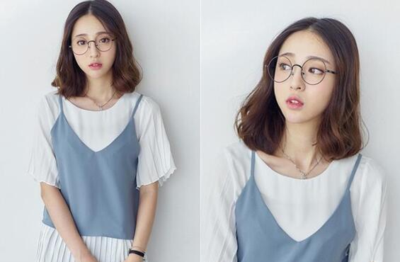 韩式梨花烫短发发型图片,韩式中分发型短发