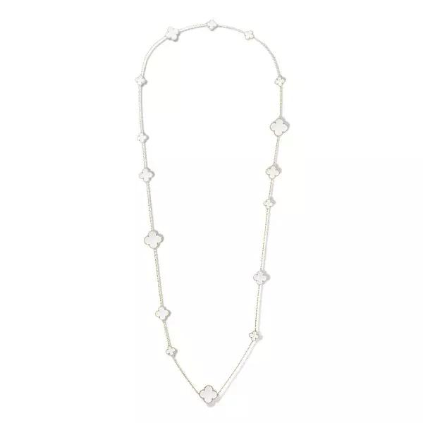 vca四叶草带钻项链系列,vca梵克雅宝四叶草项链