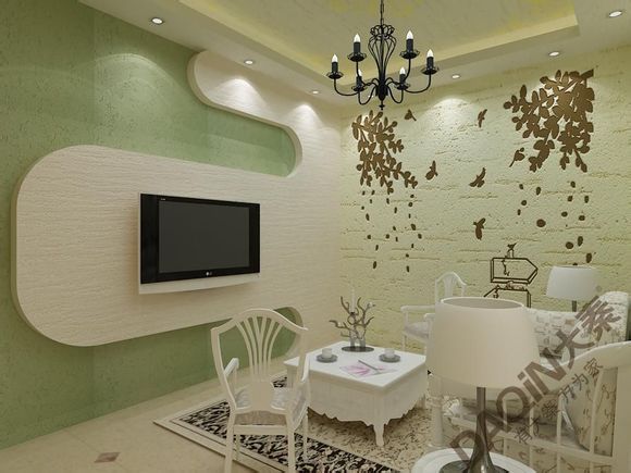 最新款硅藻泥电视背景墙效果图,简单大气硅藻泥电视背景墙效果图