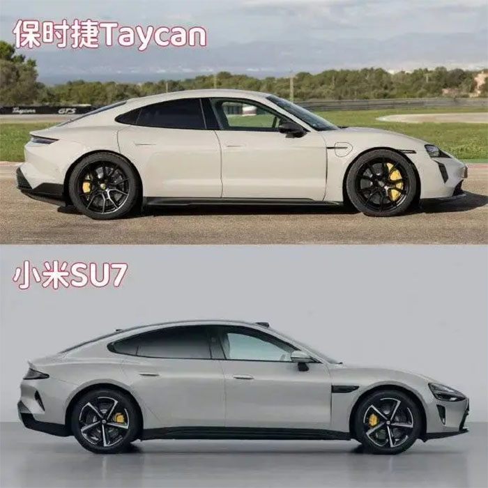 小米汽车su7确定对手为model3,保时捷taycan和小米su7