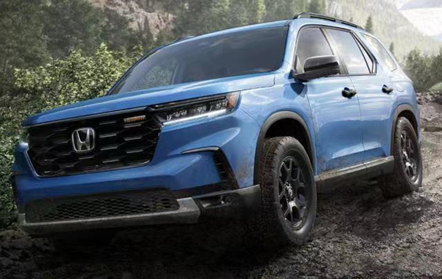 本田新一代pilot测试谍照曝光,本田pilot和新款cr-v对比