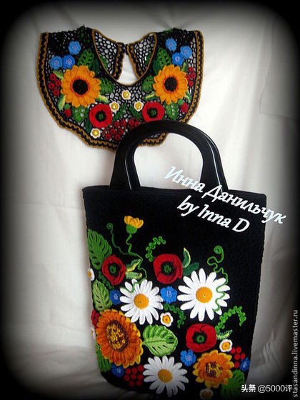 爱尔兰钩花拼出来的包包时尚大气