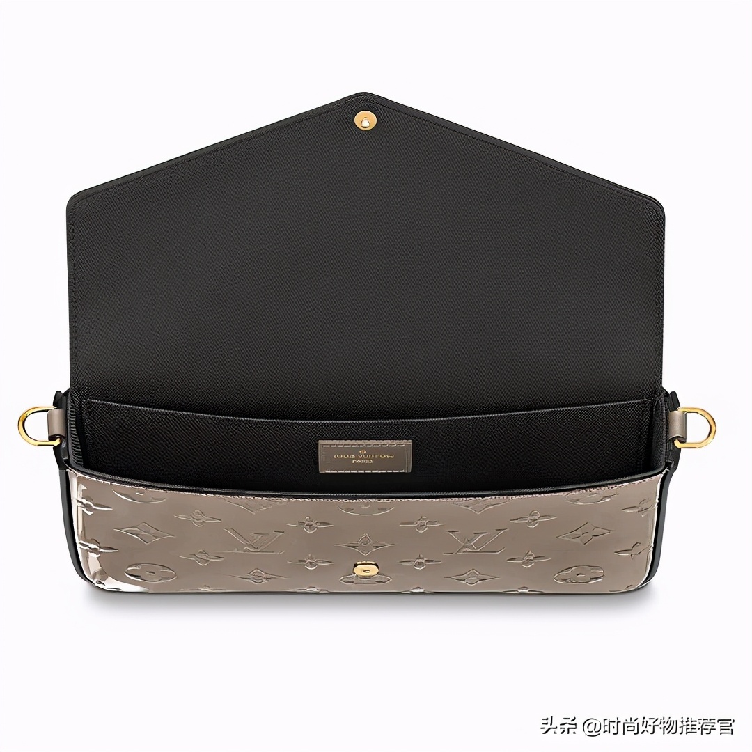 lv黑色牛皮压花邮差包新款有链条,lv新包真皮包