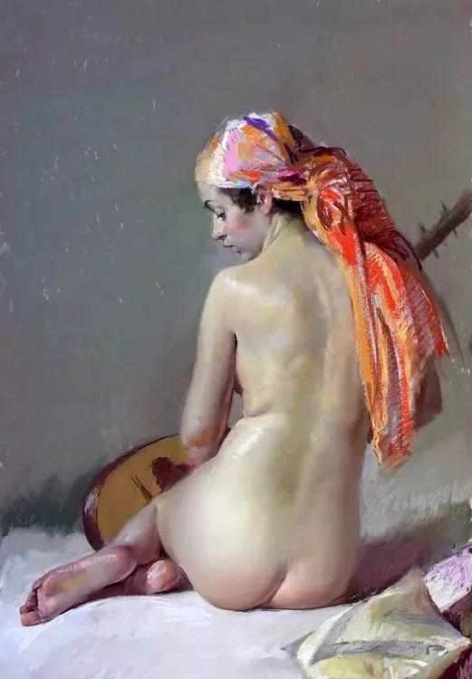 人体美学：粉彩之美，西班牙艺术家桑塔曼斯的绘画作品